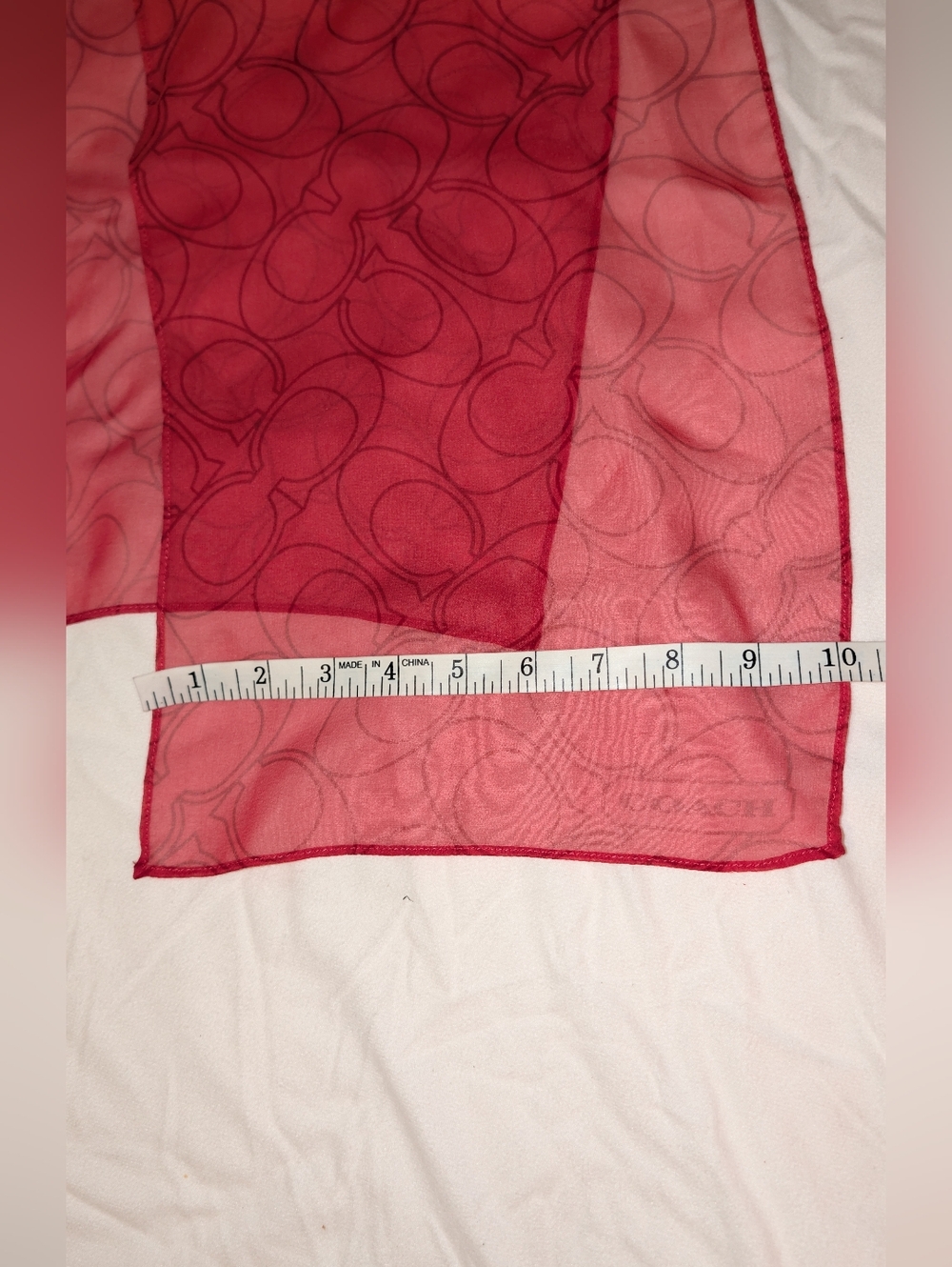 Coach Silk Ombre Sheer Scarf Y2K Red Multi EUC - Picture 2 of 5